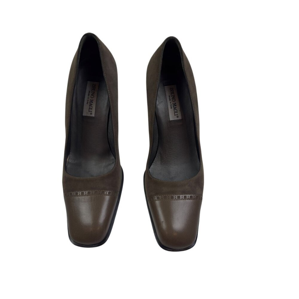 Bruno Magli Made in Italy Vintage Suede/Leather Block Heels Women's Size 6